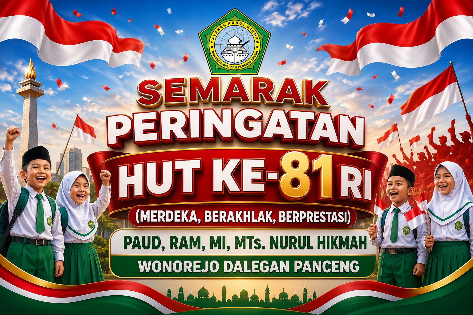 Dokumentasi Semarak HUT ke-81 RI, Siswa dan Guru MTs. Nurul Hikmah Ikuti Karnaval Kemerdekaan